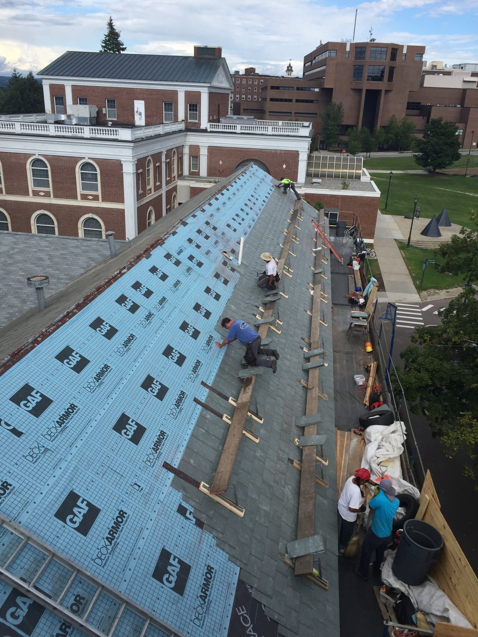 Rodd Roofing's slate projects experts install a slate roof in Burlington, Vermont