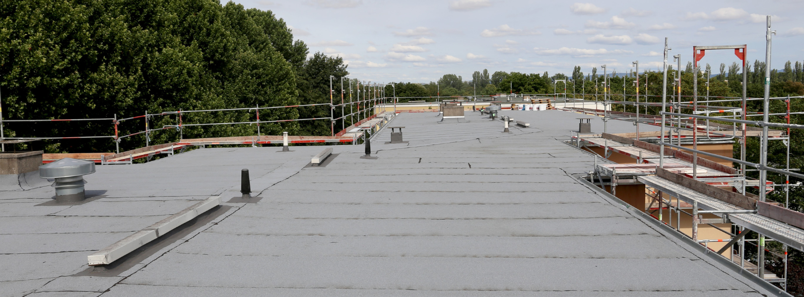 The roof of a commercial building under construction in Vermont