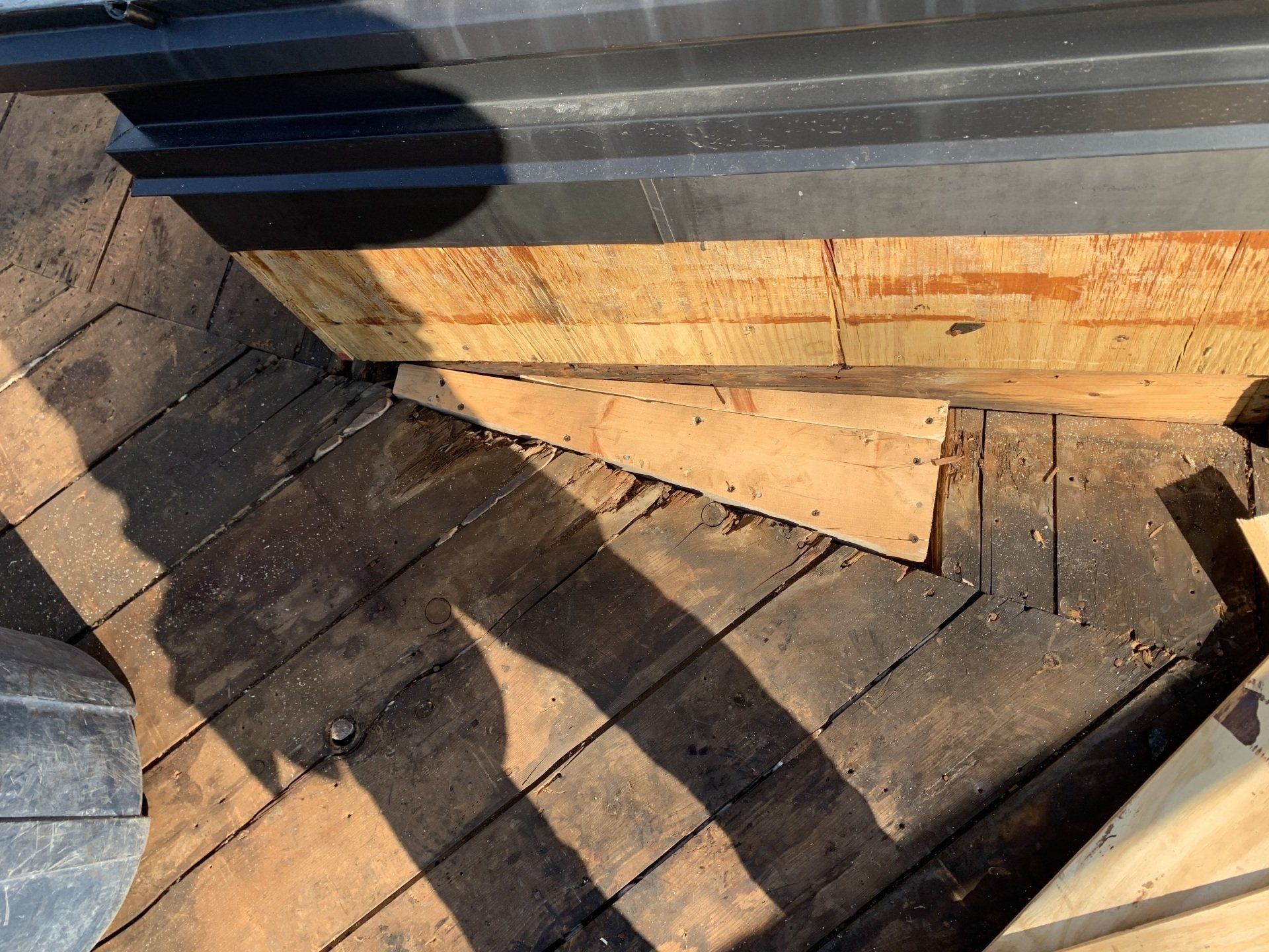 Rodd Roofing found rotting spots in a roof that needs repairing.