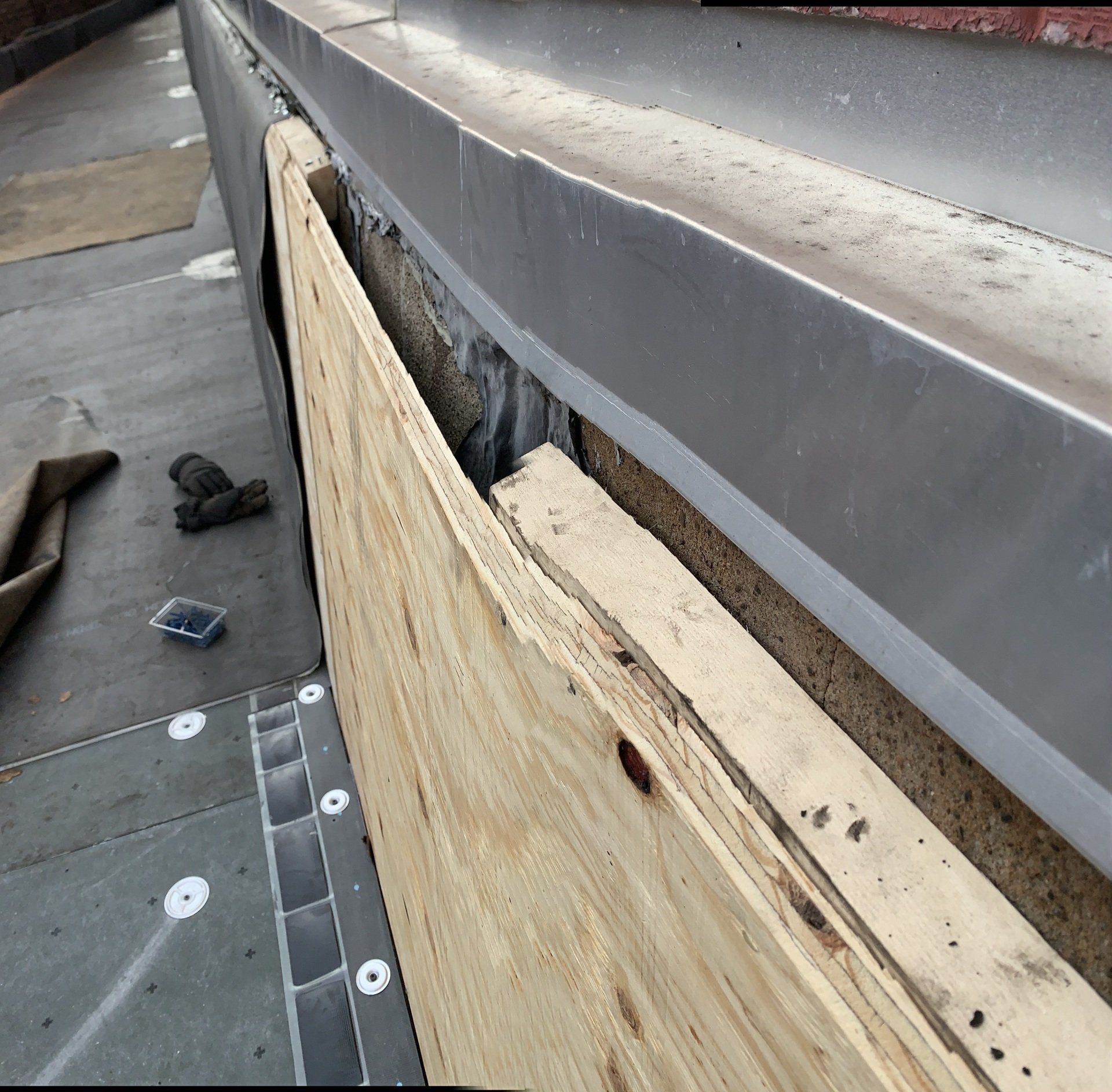 Rodd Roofing laying down part of the single ply roof