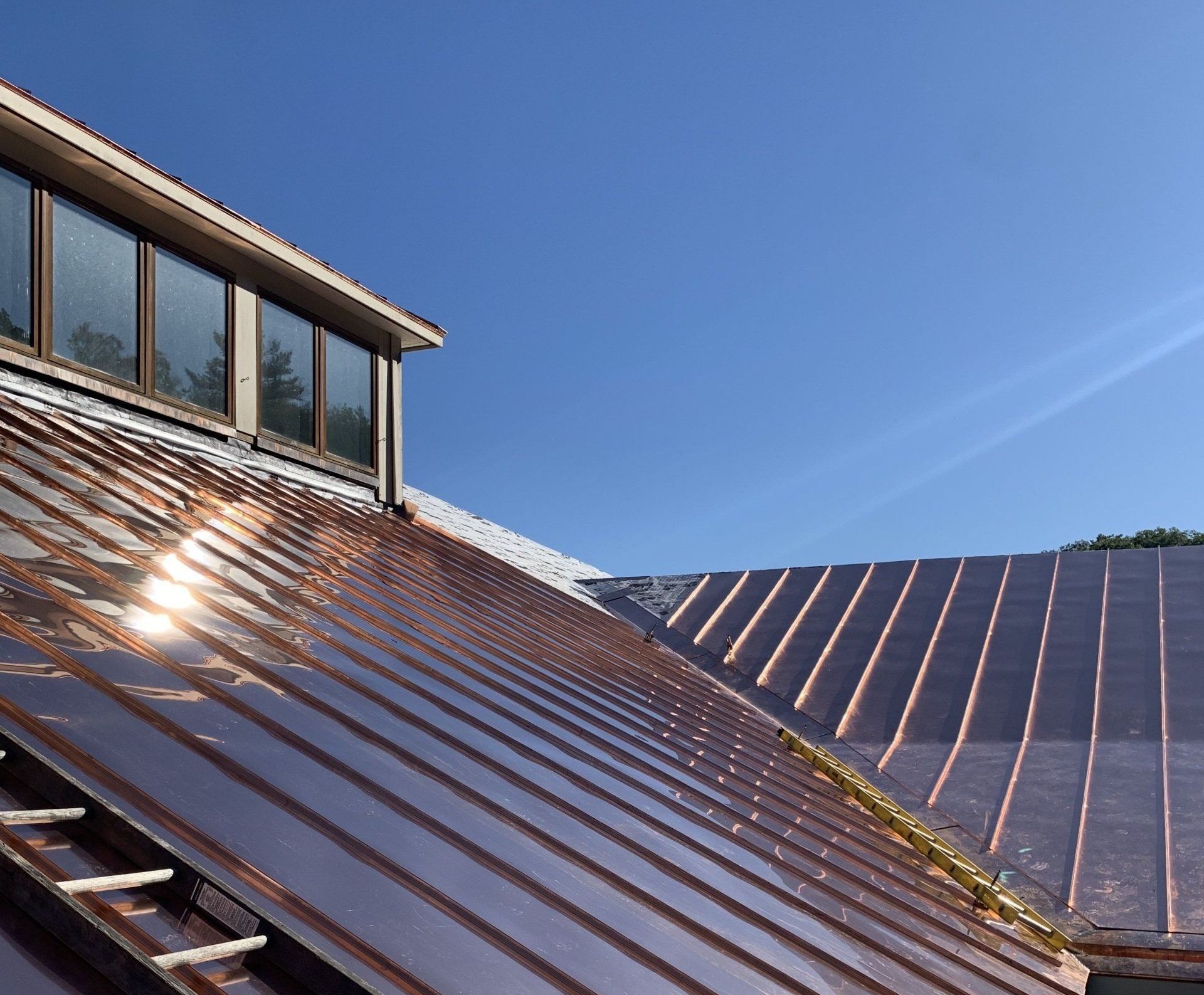 A copper standing seam roof installed by Rodd Roofing in Vermont