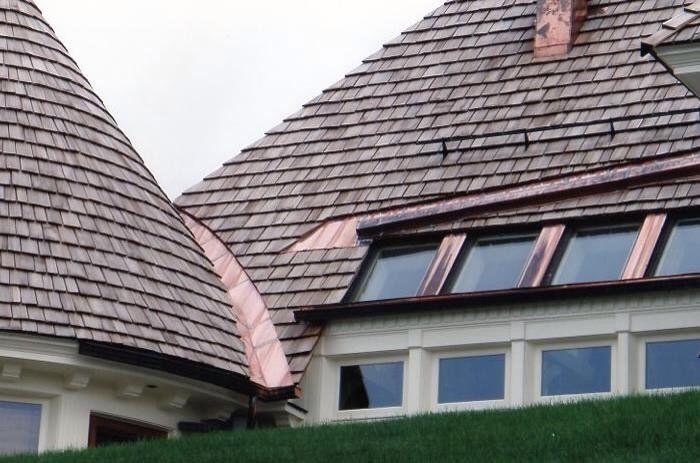 Roof of a house with shingles