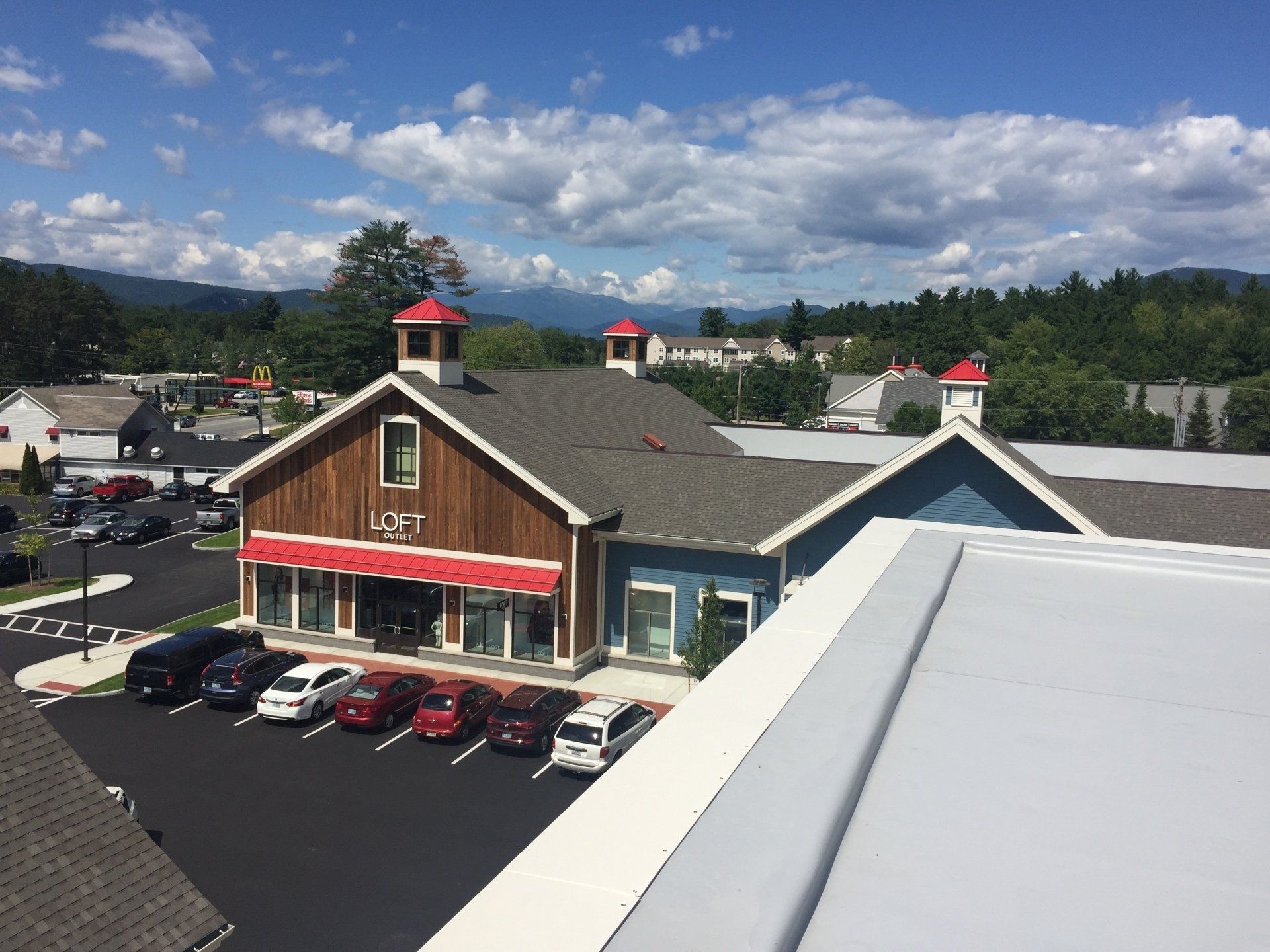 An aerial view of a building with the word loft on it