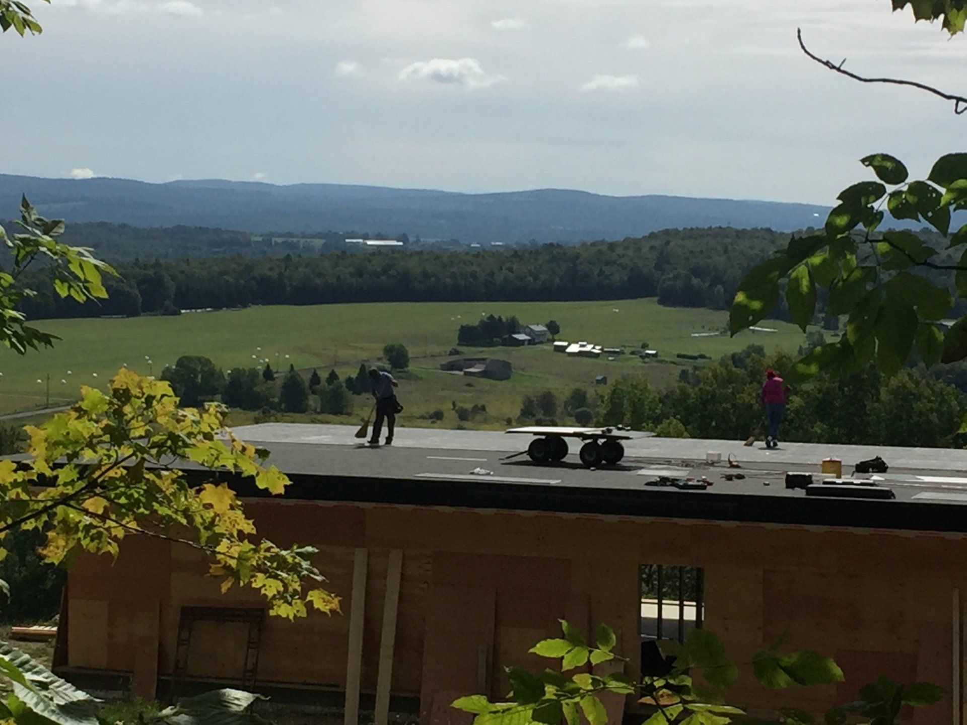 A view of a valley from the roof of a building