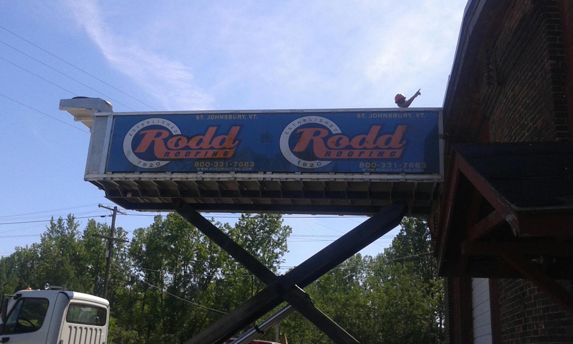 Rodd Roofings truck with a lifted body to hold supplies