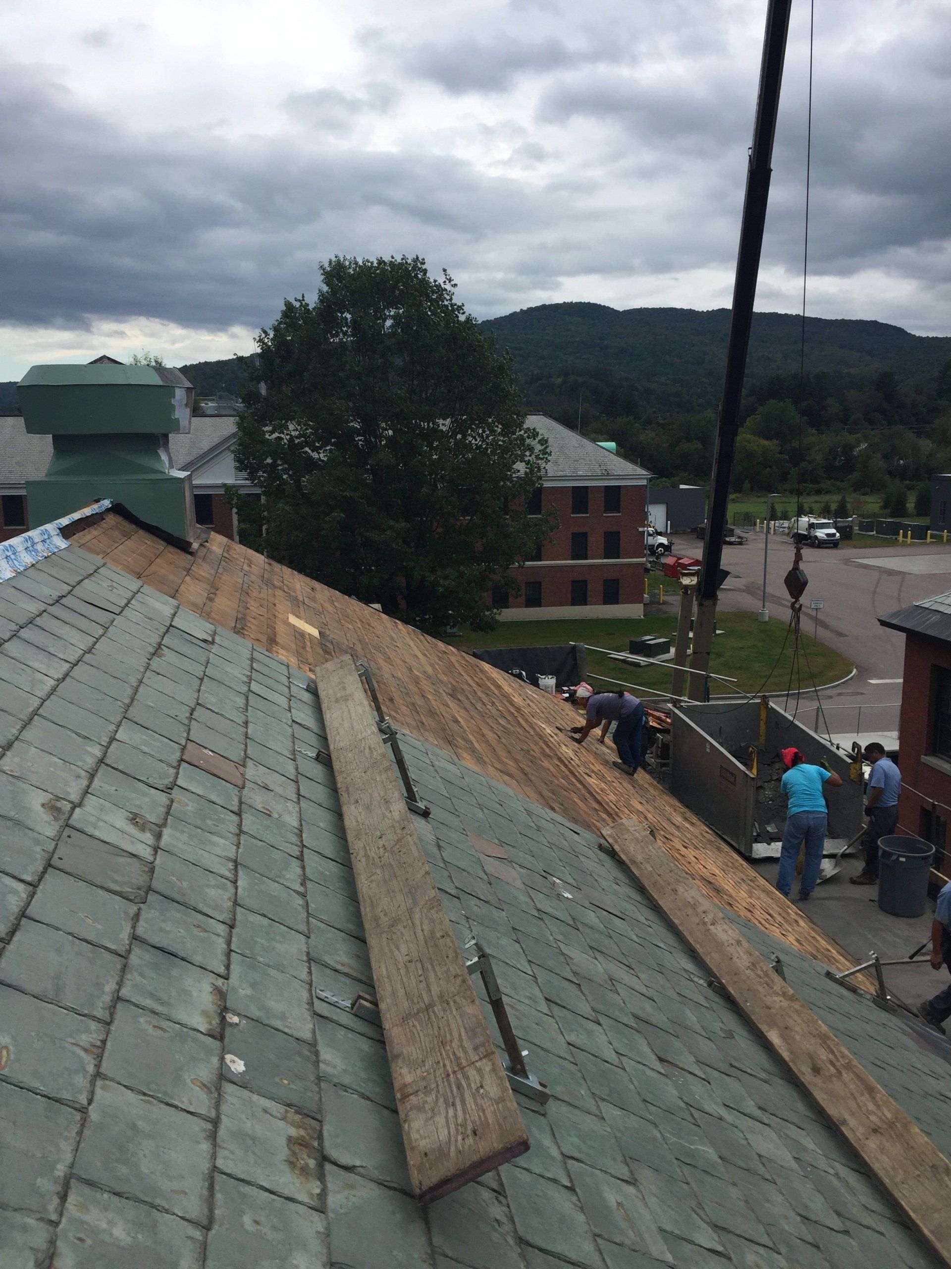 Rodd Roofing installing a commercial building slate roof