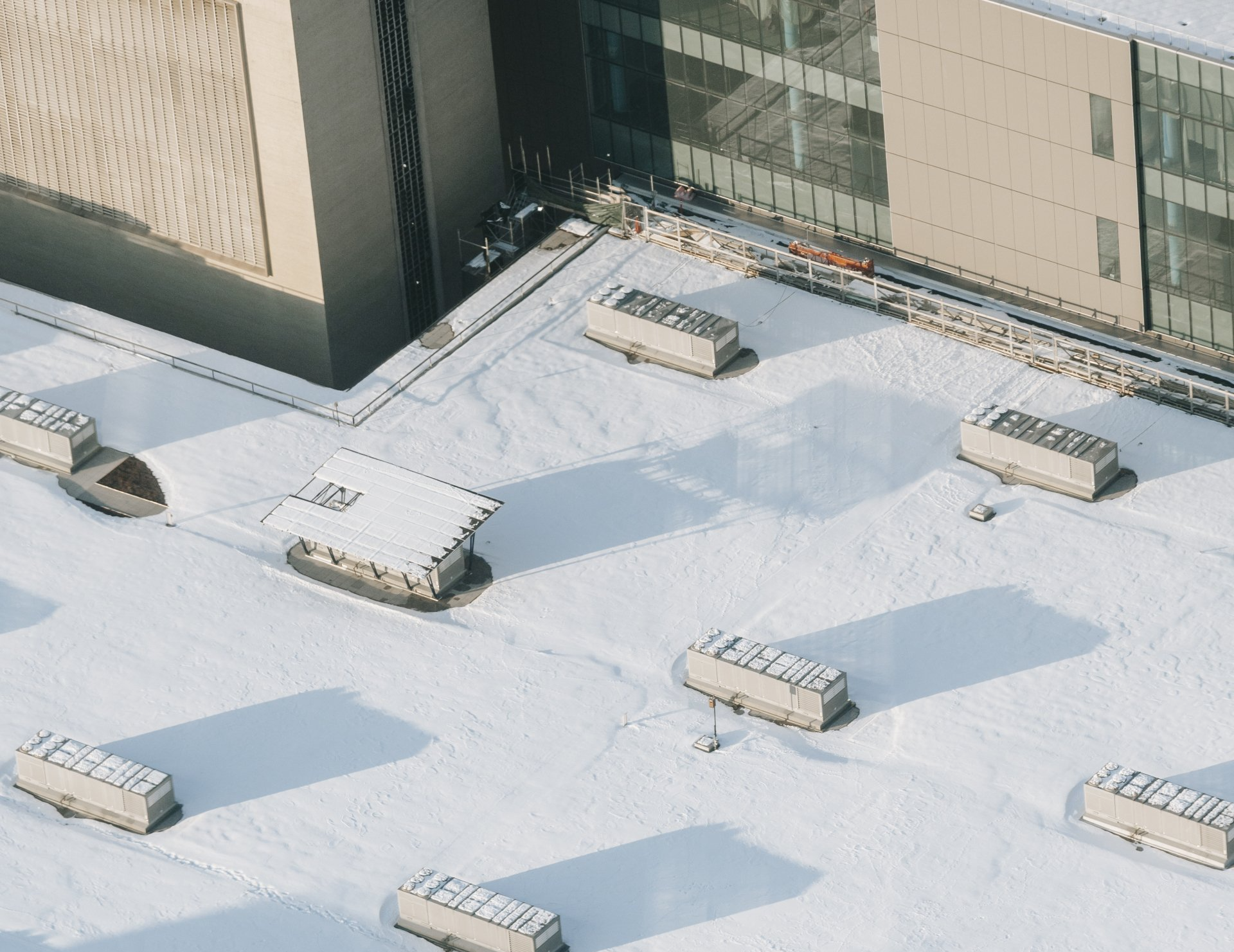 Commercial roof top covered with snow