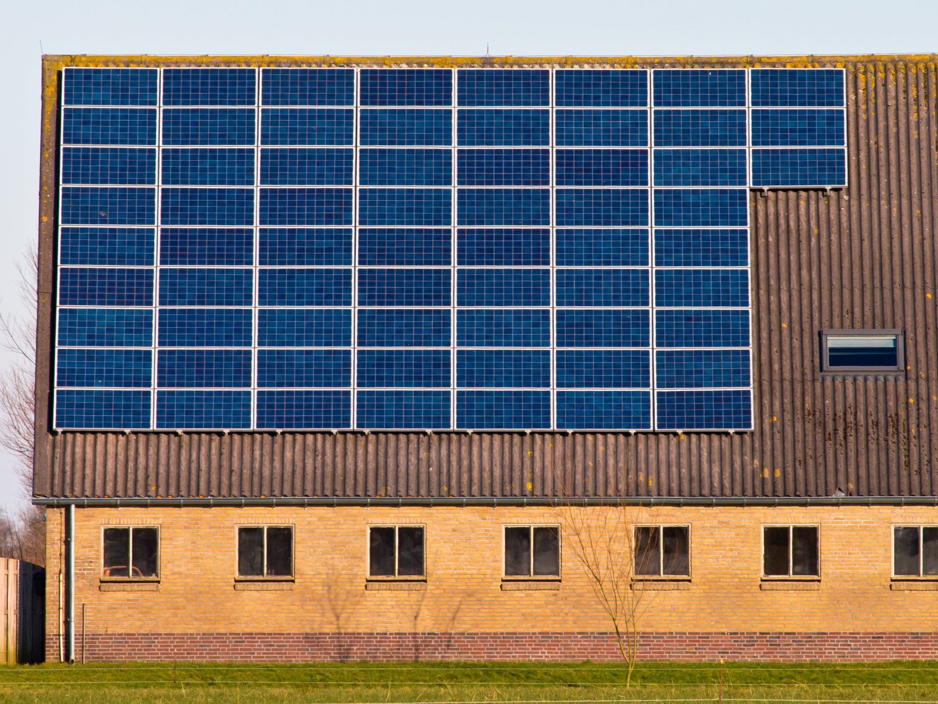 solar panels on a roof of a commercial business