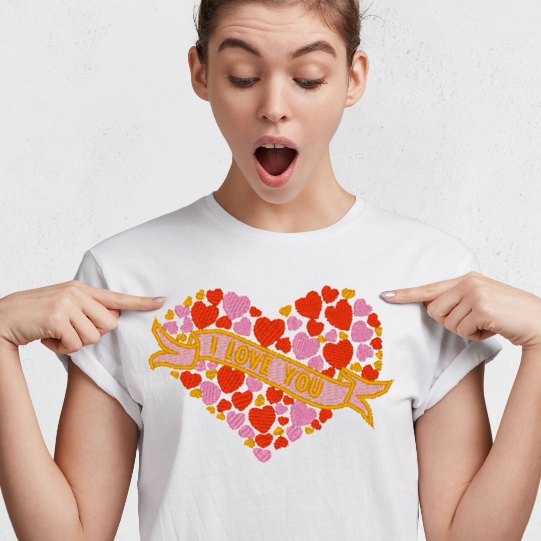 valentínske vyšívané tričko so srdiečkom