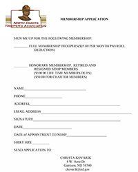 North Dakota Troopers Association Membership Form Thumbnail