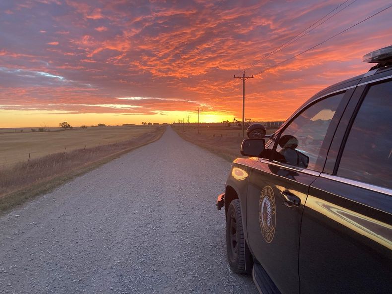 Troopers vehicle sunset