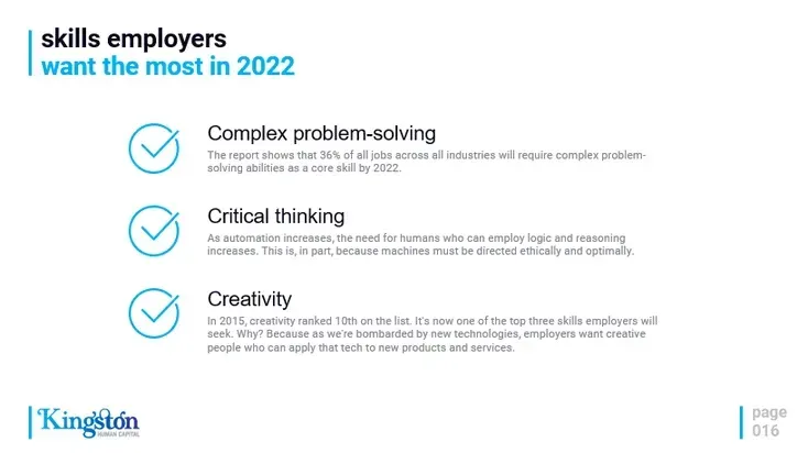 A poster that says skills employers i want the most in 2022