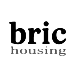 A black and white logo for a company called bric housing