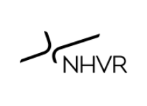 A black and white logo for nhvr on a white background.