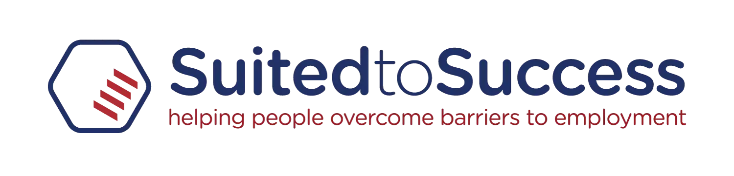 A logo for suited to success helping people overcome barriers to employment