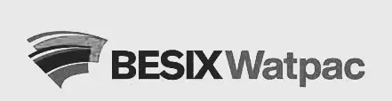 A black and white logo for besix watpac