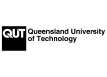 The queensland university of technology logo is black and white.