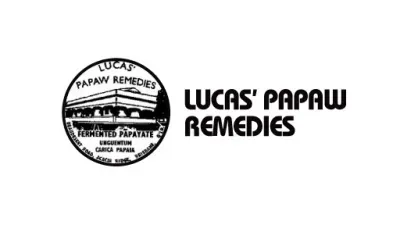 A black and white logo for lucas ' papaw remedies