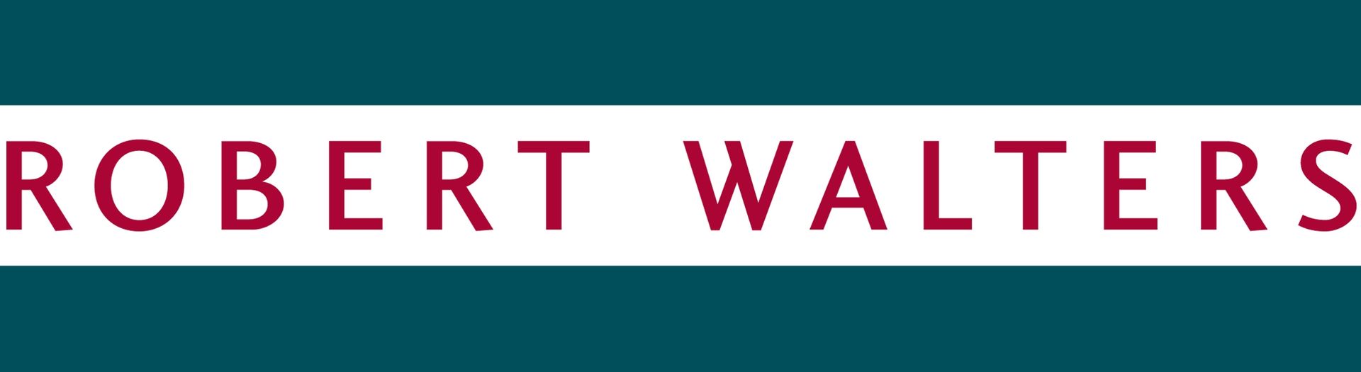 The logo for robert walters is on a blue background