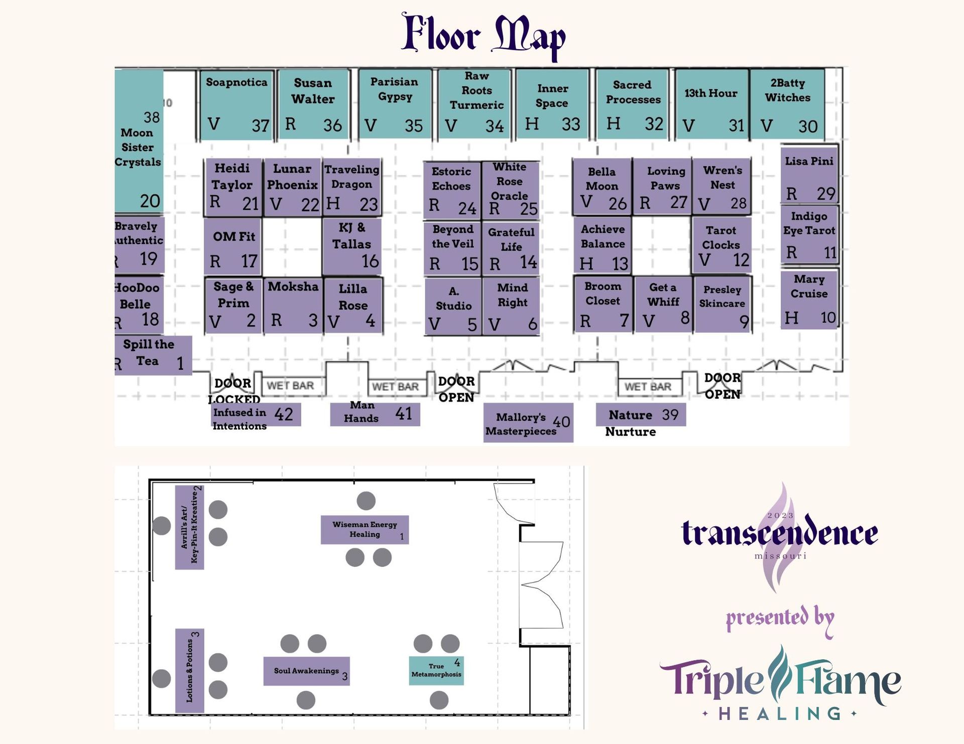 A floor map presented by triple flame healing