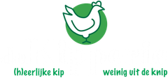 Logo featuring a white chicken silhouette on a green circle above the Dutch text
