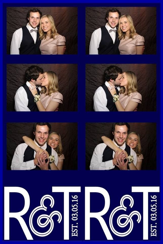 Collage of wedding portraits with a couple and R&R logo on a blue background