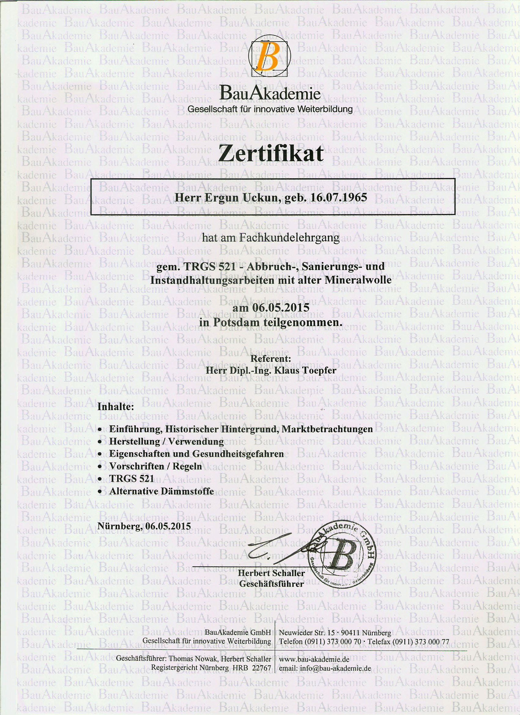 Deutsches Zertifikat mit Siegel, Name