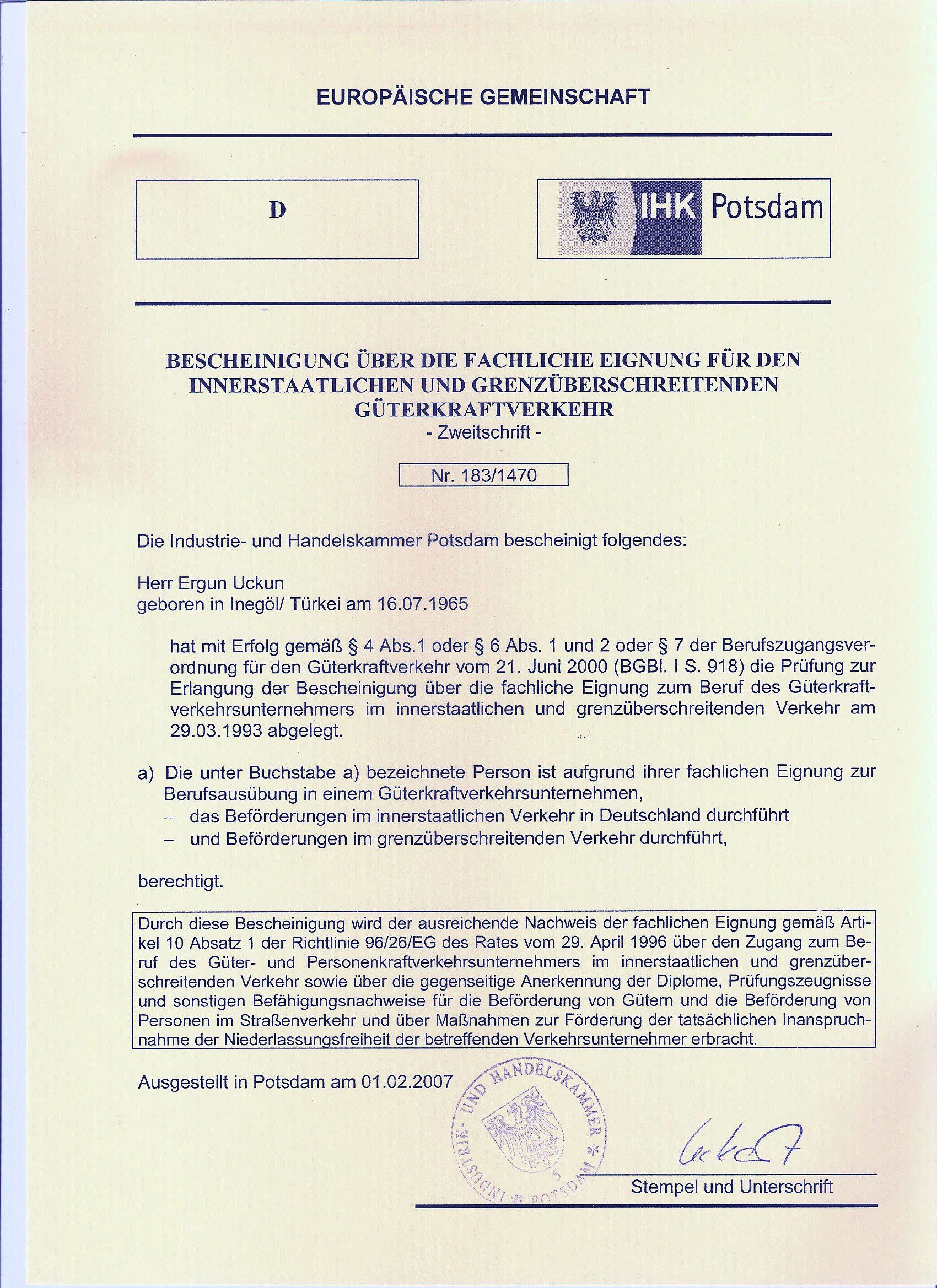 Dokument mit deutschem Text und Logo der polnischen Handelskammer; offizielles Schreiben.