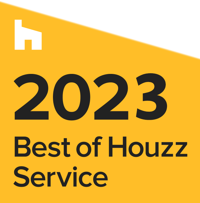 A yellow sign that says best of houzz service