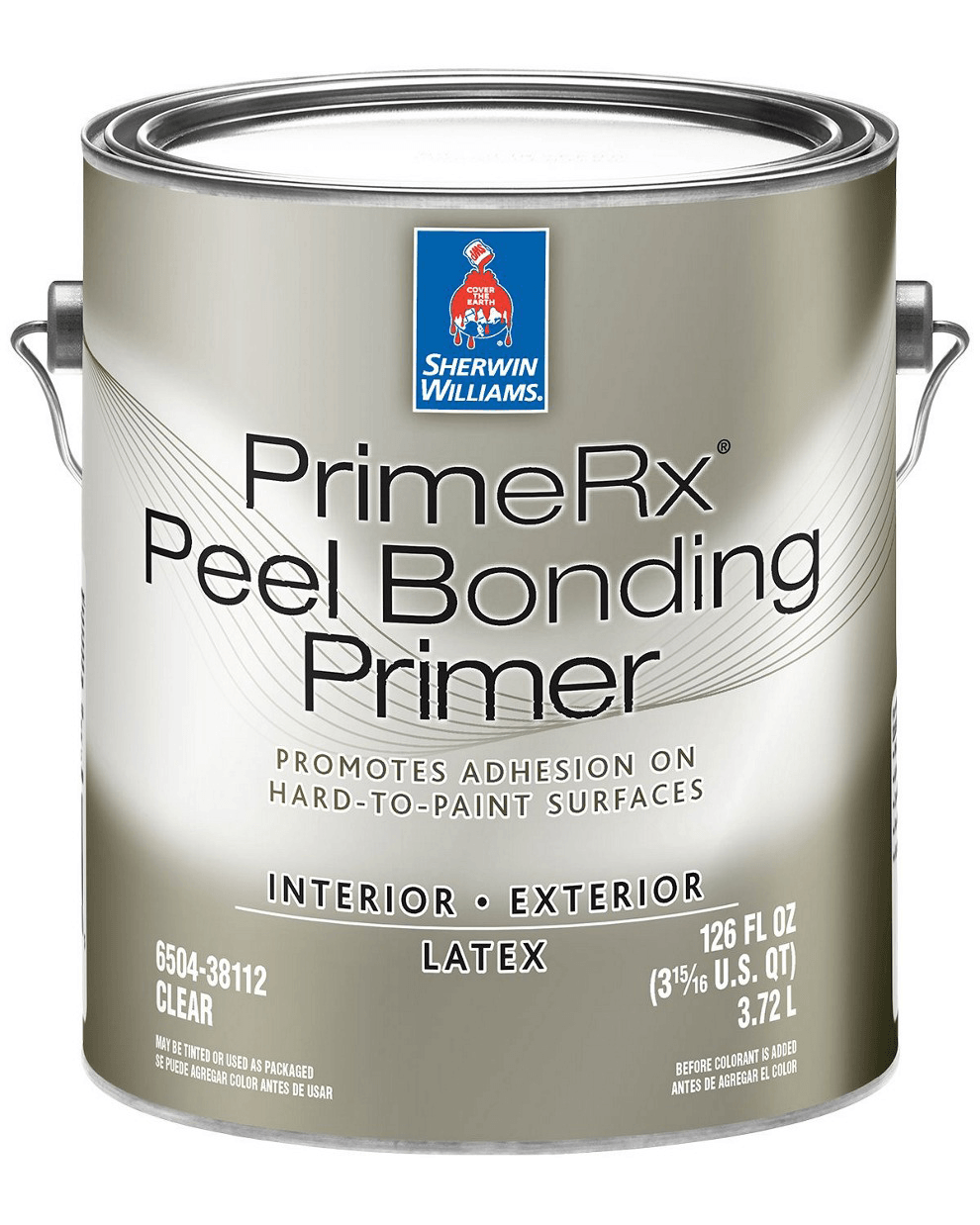 a can of primer rx peel bonding primer on a white background
