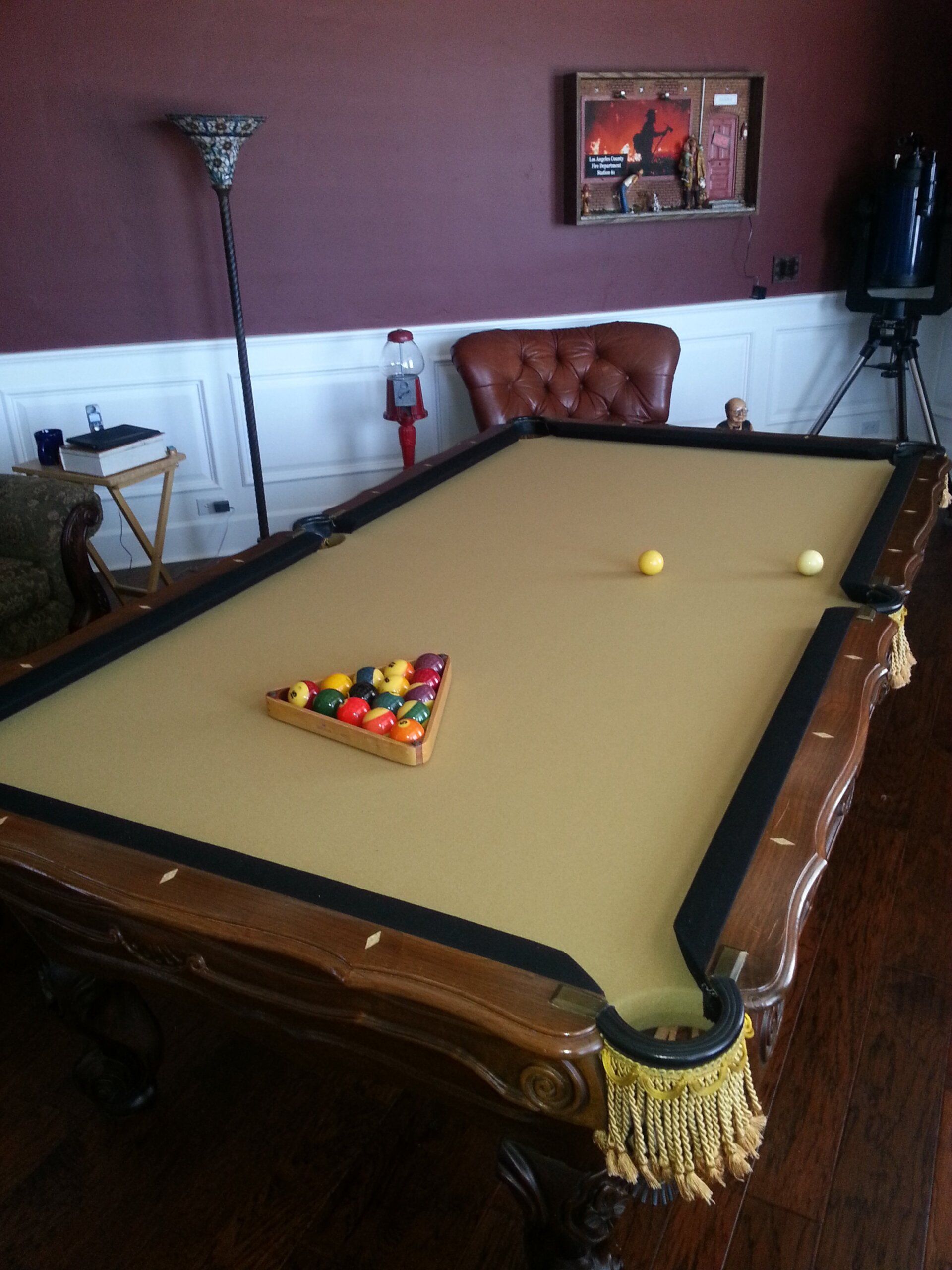 pool table yellow and black