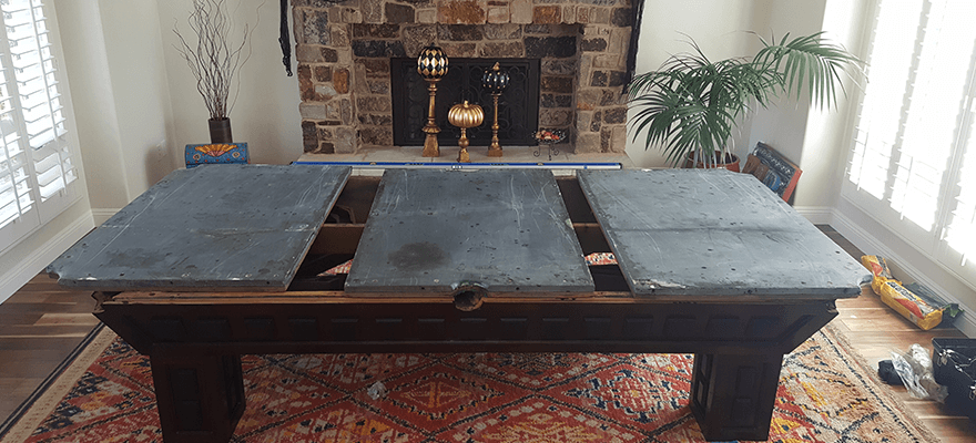 pool table frame and flat surface