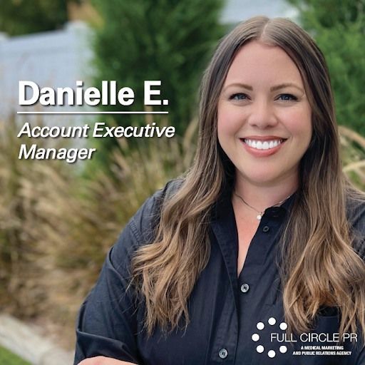 Danielle E., Account Executive Manager for Full Circle PR, smiles for a headshot.