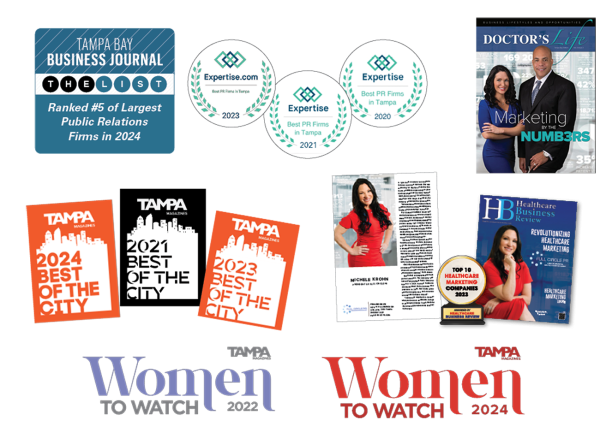 Awards and accolades for a public relations firm in Tampa Bay, including 