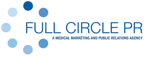 Logo for Full Circle PR, a medical marketing and public relations agency. Features blue circles and text.