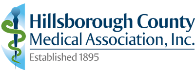 Logo for Hillsborough County Medical Association, Inc. Includes a medical symbol and text 