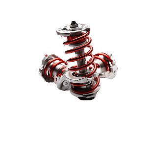 A pair of red and silver shock absorbers on a white background. | Eden Automotive Repair