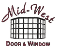 the logo for mid-west door and window shows a window with squares on it .