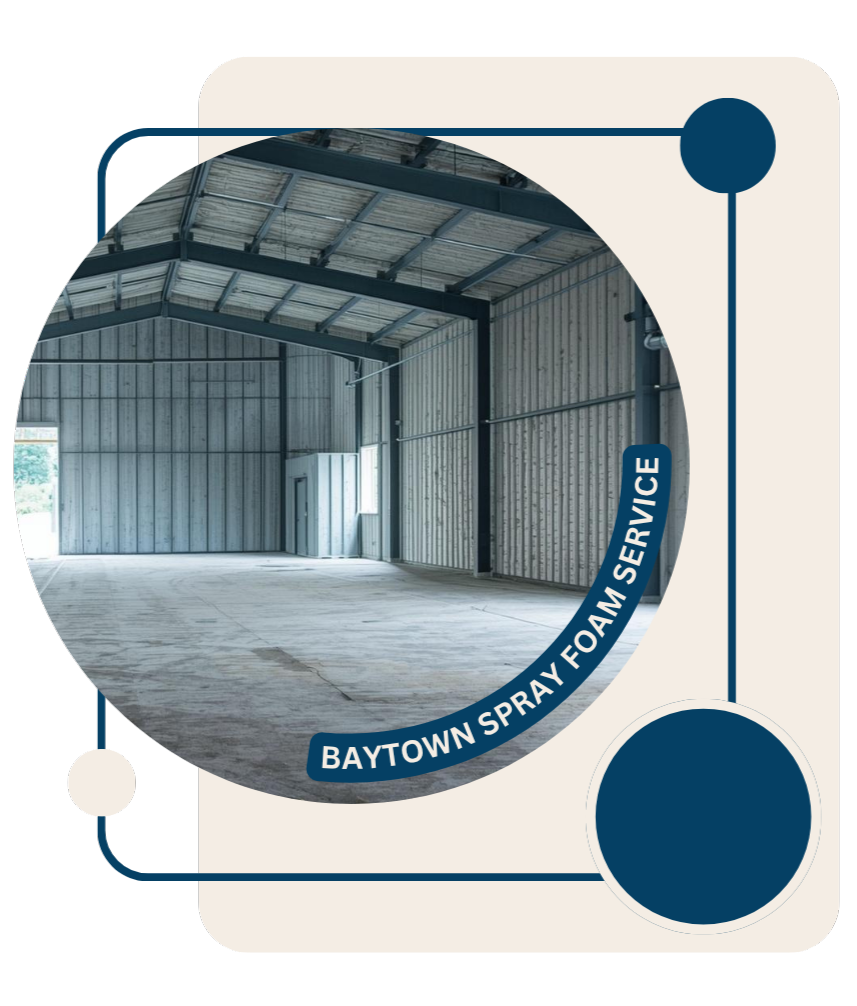 Workers installing insulation in metal warehouse structure