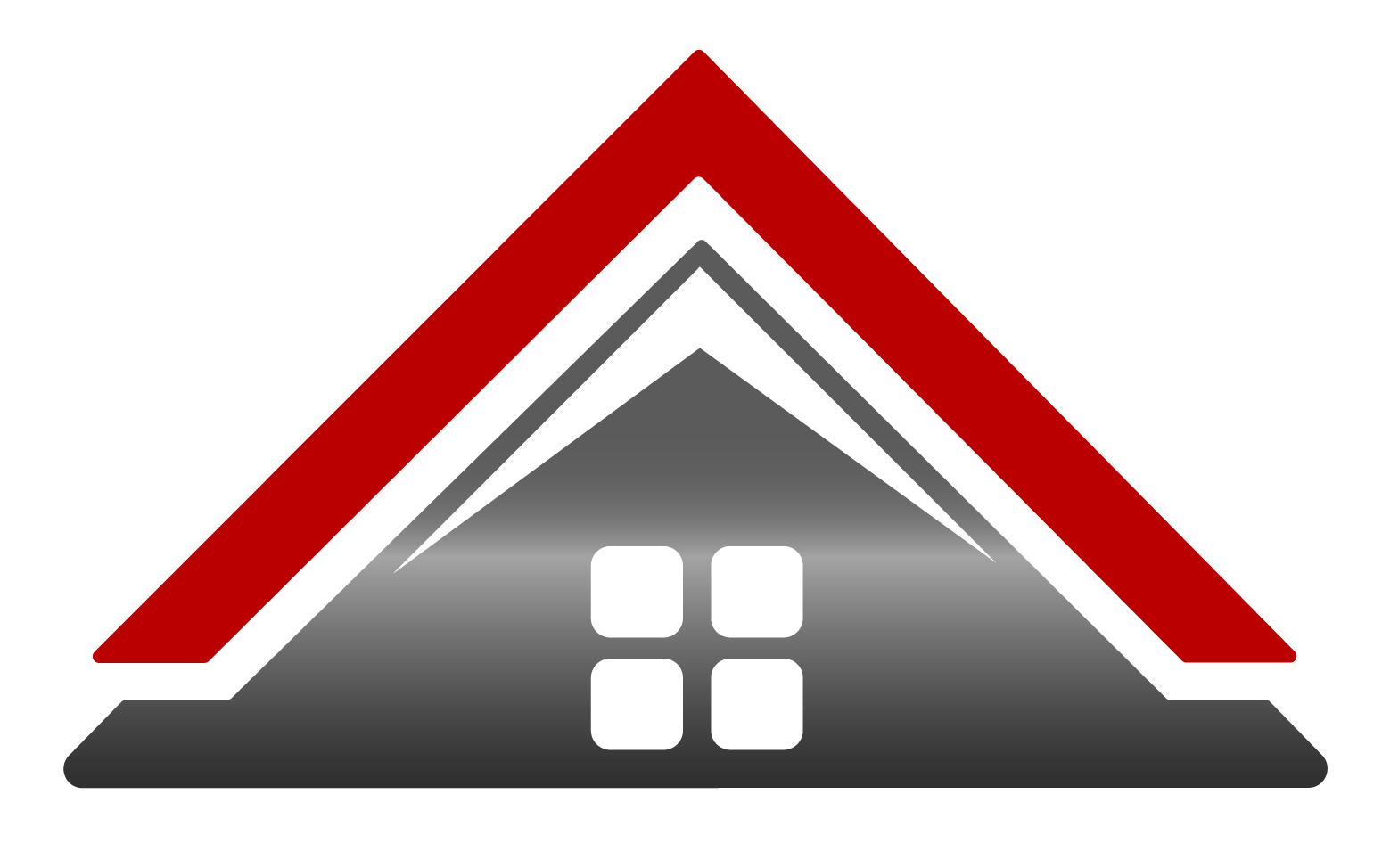 Red and gray roof icon with a white window.