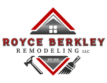 Royce Berkley Remodeling logo: Red roof over gray house graphic, red text