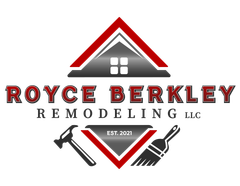 Royce Berkley Remodeling logo: Red roof over gray house graphic, red text