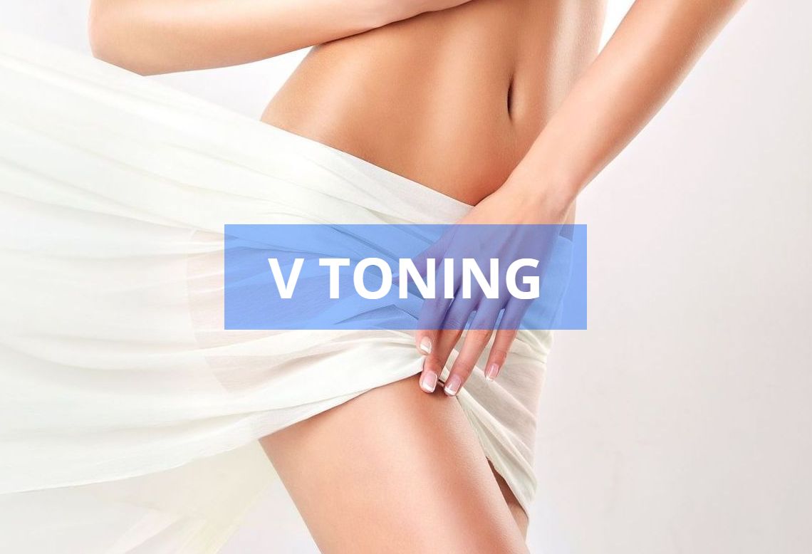 A person's torso and upper legs partially covered in white fabric. The text 