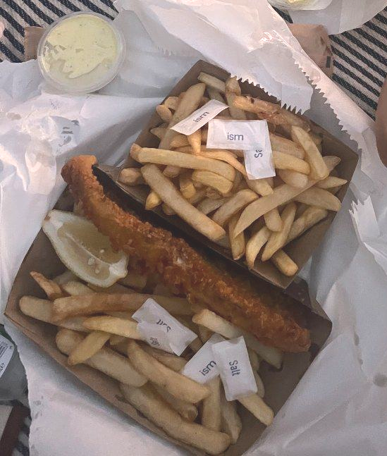Fish and Chips Meal, With Lemon Wedges and Dipping Sauce — Aussie Fish & Chips Nelson Bay in Nelson Bay, NSW