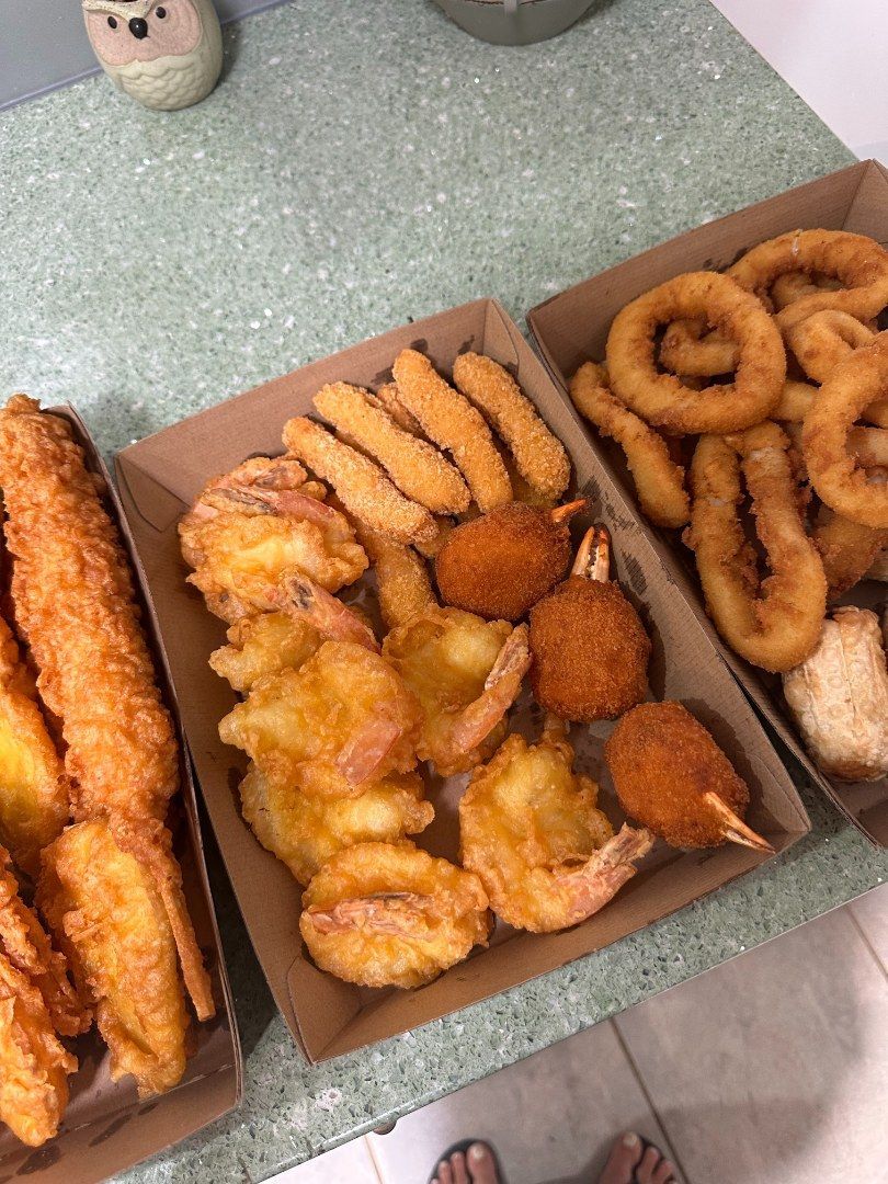 Fried Foods, Including Shrimp, Onion Rings, and Chicken — Aussie Fish & Chips Nelson Bay in Nelson Bay, NSW