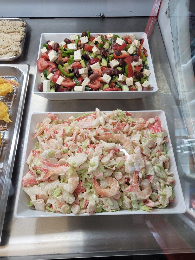 Salads in a Display Case — Aussie Fish & Chips Nelson Bay in Nelson Bay, NSW