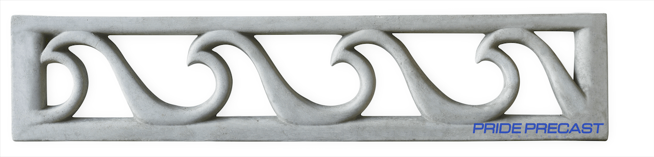 A piece of concrete with a swirl design on it