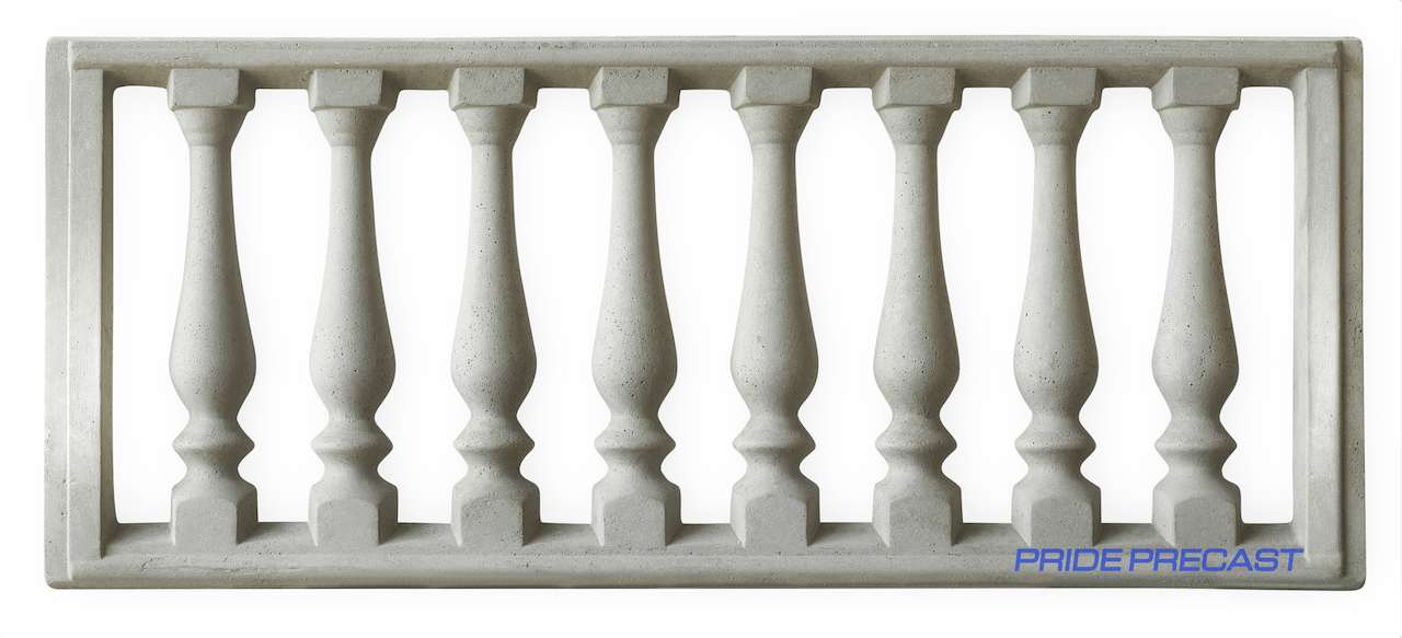 A picture of a concrete railing with a blue border