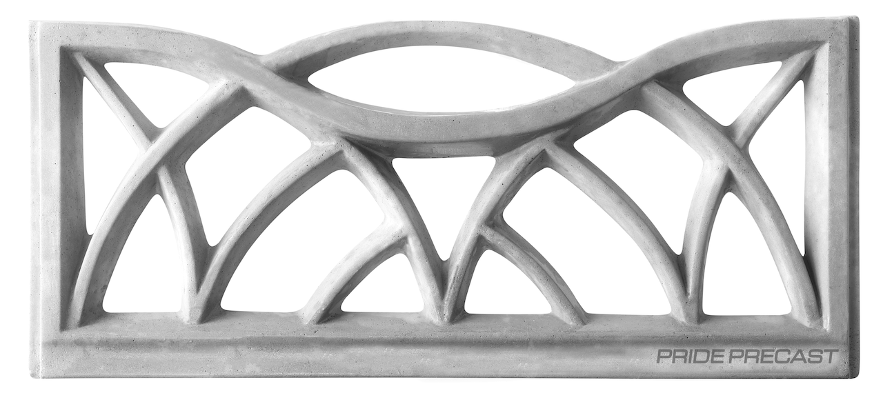 A piece of concrete with a geometric design on it