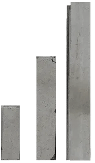 Three pieces of metal are stacked on top of each other on a white background.